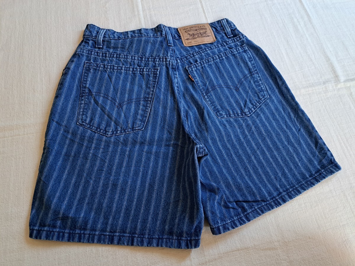 ■90’s～♪VINTAGE USA製 Levi’s リーバイス オレンジタブ 951 RELAXED FIT ストライプ柄 ライトオンス デニム ショートパンツ【W30】■_画像10