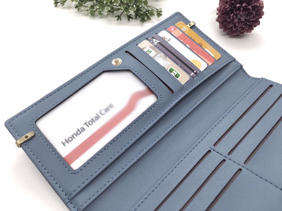 二つ折り財布 メンズ レディース 小銭入れ カードケース 青 水色 コイン_画像6