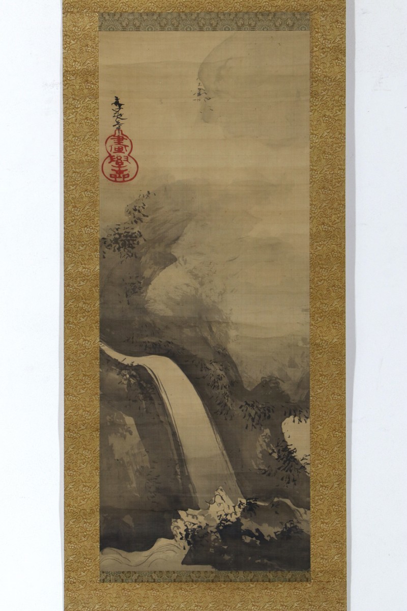 真作】掛軸「谷文晁 瀑布図」江戸後期 江戸文人画壇重鎮 写山楼 絵画