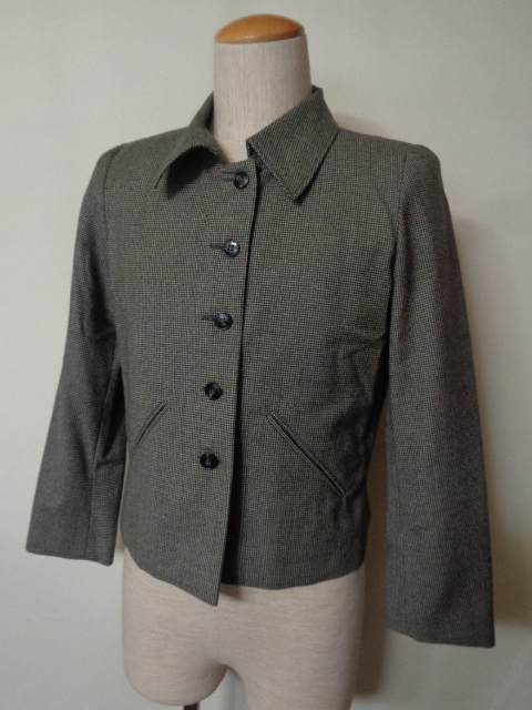 agnes b. wool tailored jacket black white autumn winter short casual lining 1 Agnes B 