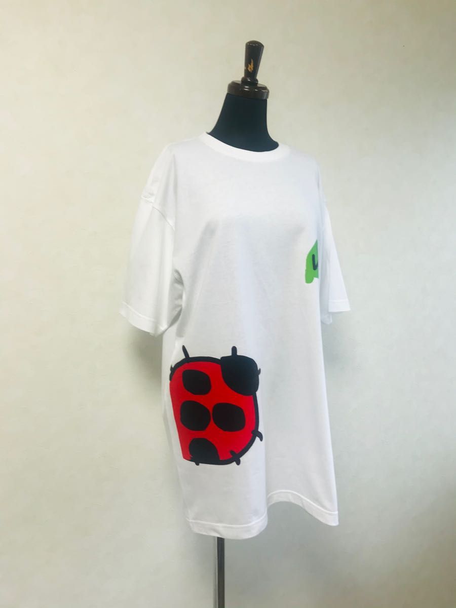 ハンドメイド　カブトムシ　Tシャツ　長袖　白　