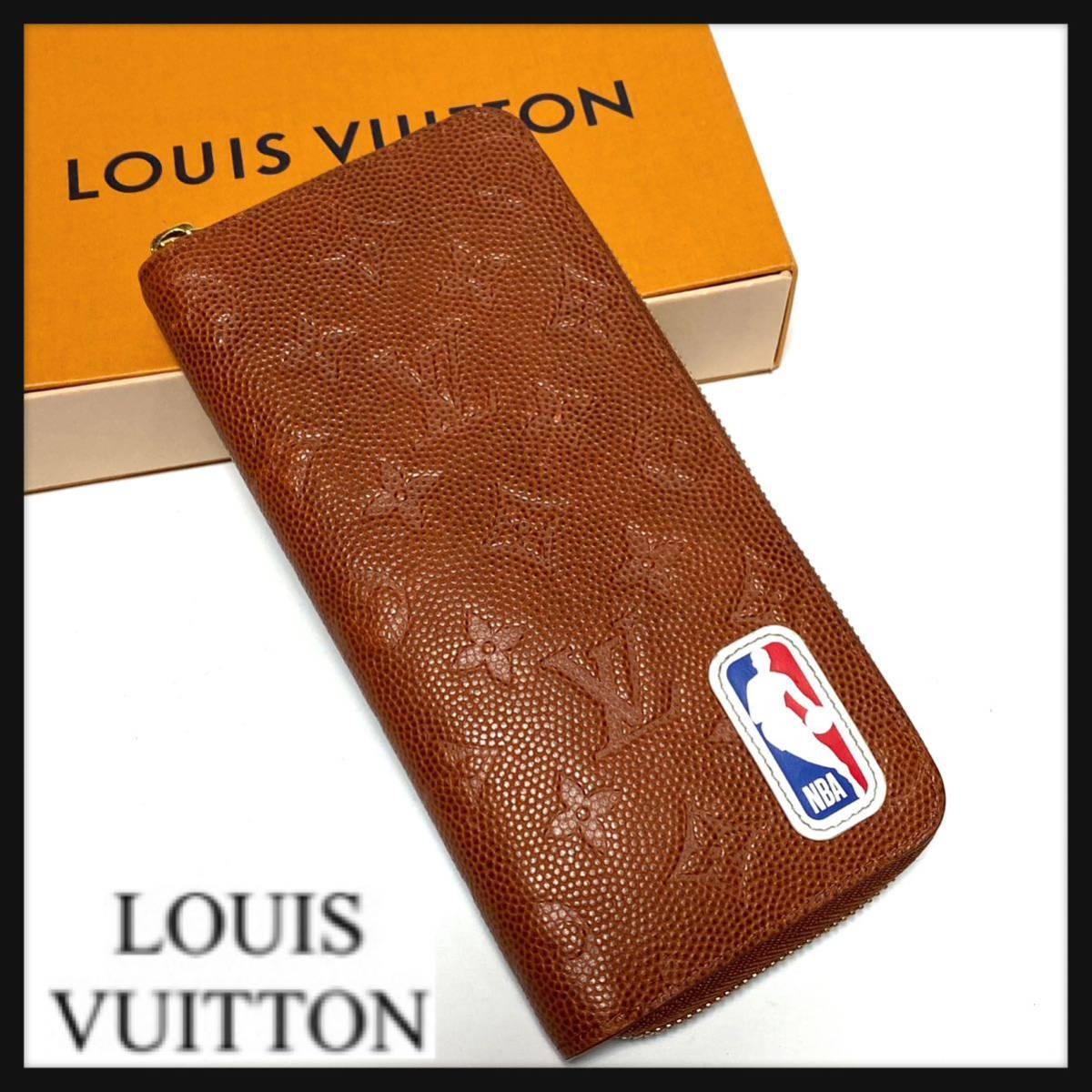 【新品同様/限定品】ルイヴィトン ジッピーウォレットヴェルティカル LV×NBA M80548 モノグラム ブラウン 茶色 長財布 NBAコラボ 1円_画像1