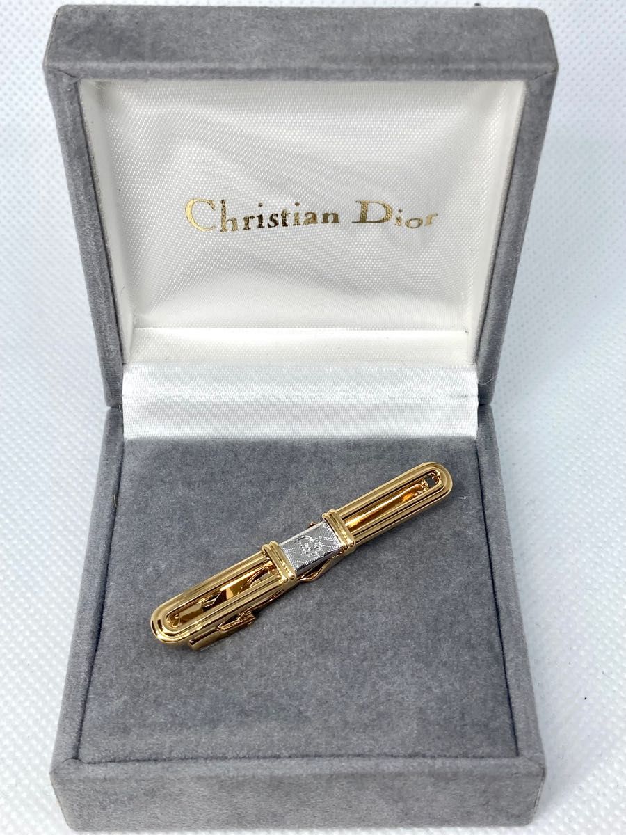 【未使用品】Christian Dior ゴールド ロゴ ネクタイ タイピン ディオール CD ピン クリップ タイピン