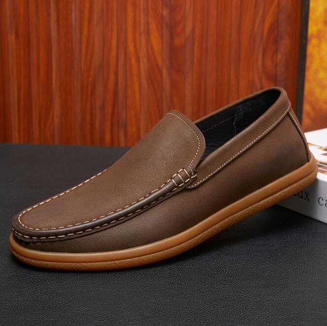  новый товар Loafer мужской туфли без застежки джентльмен обувь обувь для вождения телячья кожа простой ходить на работу посещение школы легкий мягкий 24.5cm~27cm Brown 