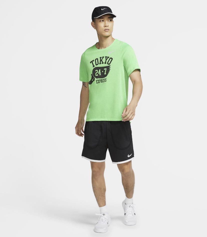 匿名送料込 新品 NIKE ナイキ ライズ365 半袖トップス 蓄光ロゴ入メッシュTシャツ 大きいサイズ XL 緑色 メンズ ユニセックス_画像9