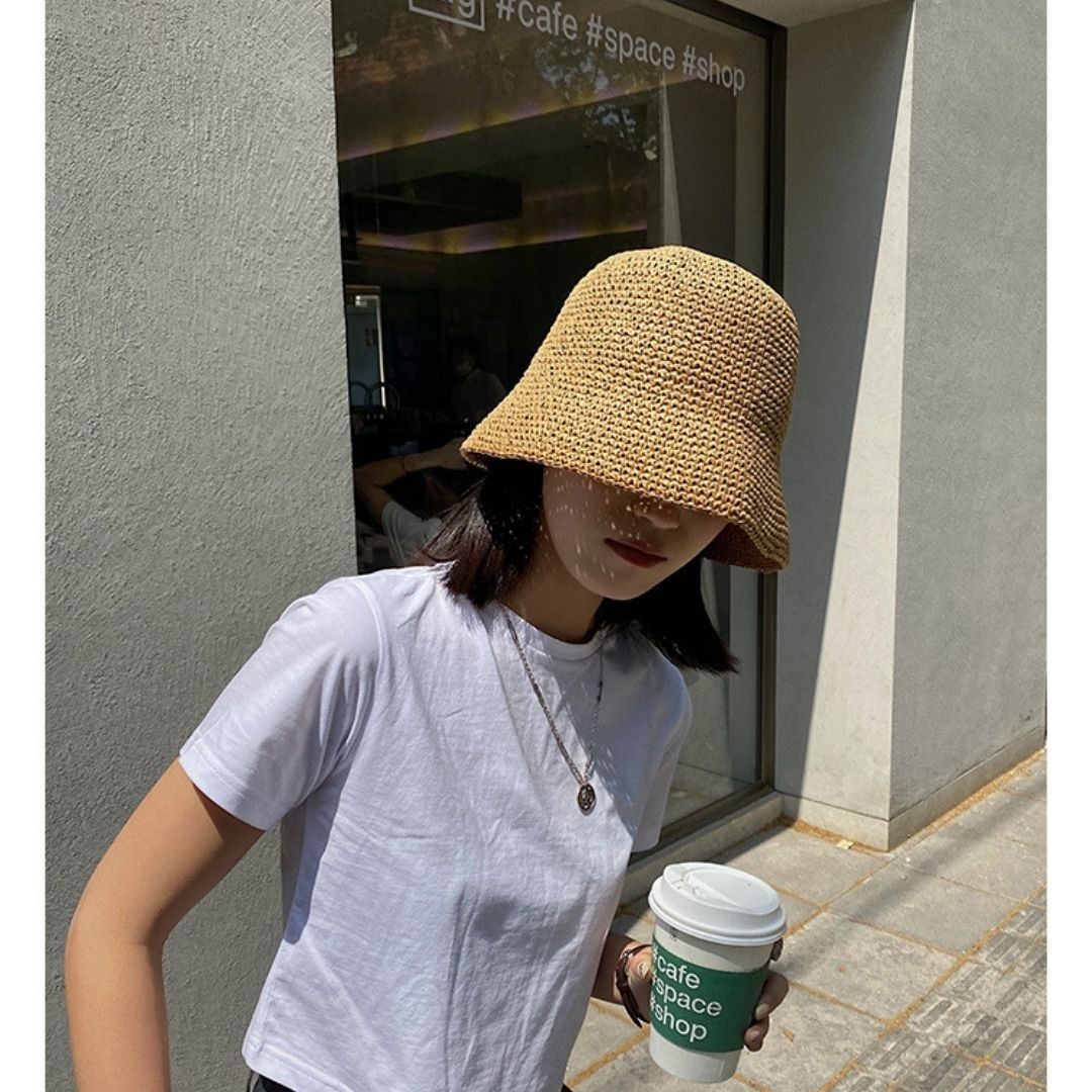 プチプラ 可愛い！夏用 レディース 大人の女性 麦わら帽子 バケットハット ストローハット かんかん帽　韓国　韓国ファッション　