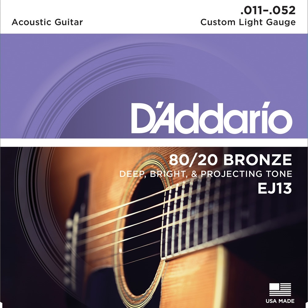 D'Addario ダダリオ アコースティックギター弦 80/20ブロンズ Custom Light .011-.052 EJ13 (メール便対応)_画像1