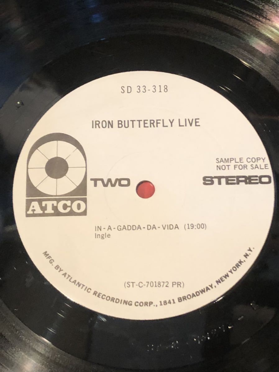 プロモ盤 IRON BUTTERFLY LIVE SD33-318 1970年 白盤 US盤 サイケ ROCK ロック ライブ盤オリジナル レア_画像3