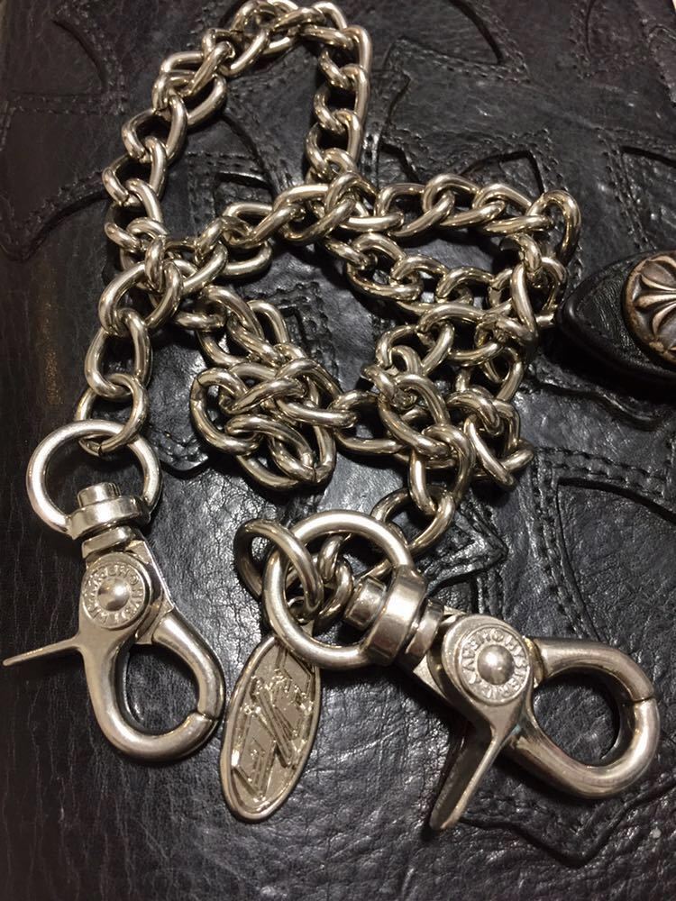 正規 HYSTERIC GLAMOUR 『HGプレート』wallet chain brass color silver size Free ヒステリックグラマー ウォレットチェーン 銀色の鎖★_画像6