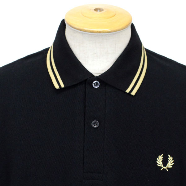 FRED PERRY (フレッドペリー) M12N TWIN TIPPED FP SHIRT (ライン入りポロシャツ) イングランド製 全7色 FP264 Black / Champagne-40_FRED PERRY