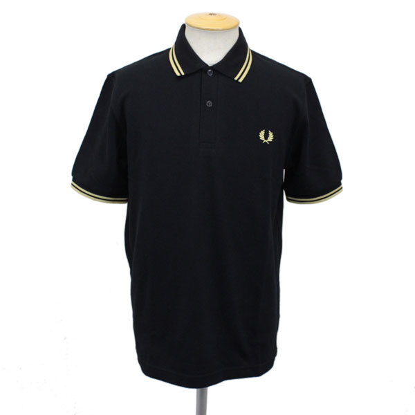 FRED PERRY (フレッドペリー) M12N TWIN TIPPED FP SHIRT (ライン入りポロシャツ) イングランド製 全7色 FP264 Black / Champagne-40_FRED PERRY