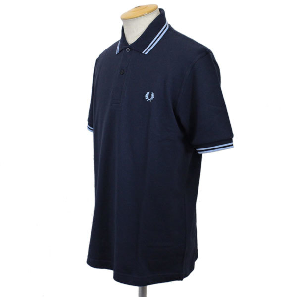 FRED PERRY (フレッドペリー) M12N TWIN TIPPED FP SHIRT (ライン入りポロシャツ) イングランド製 全7色 FP264 Navy / Ice-40_FRED PERRY