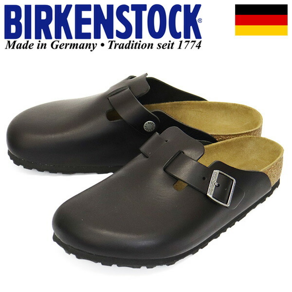 BIRKENSTOCK (ビルケンシュトック) 1023458 BOSTON GRIP ボストングリップ レザーサンダル V.WOOD.BLACK レギュラー幅 BI223 40-約26.0cm