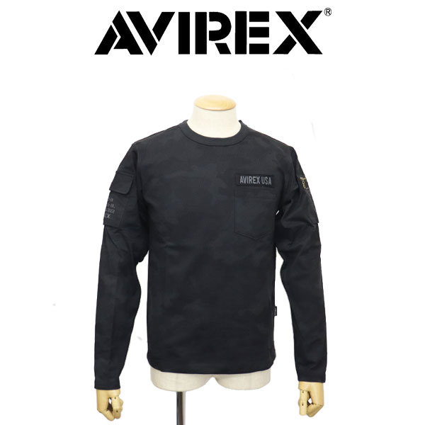 AVIREX (アヴィレックス) 1930005 L/S FATIGUE TEE ロングスリーブ ファティーグ Tシャツ 012BLACKCAMO L