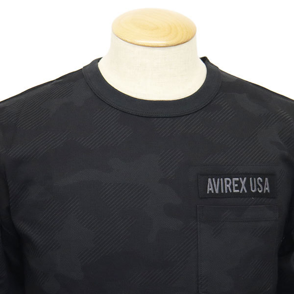 AVIREX (アヴィレックス) 1930005 L/S FATIGUE TEE ロングスリーブ ファティーグ Tシャツ 10(09)BLACK L_AVIREX(アビレックス/アヴィレックス)正規