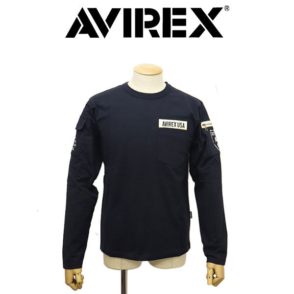 AVIREX (アヴィレックス) 1930005 L/S FATIGUE TEE ロングスリーブ ファティーグ Tシャツ 120(87)NAVY XXL