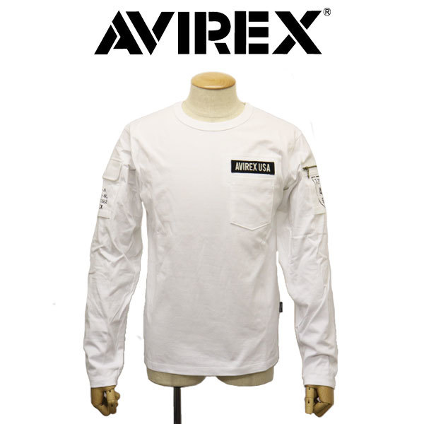 AVIREX (アヴィレックス) 1930005 L/S FATIGUE TEE ロングスリーブ ファティーグ Tシャツ 30(01)WHITE M