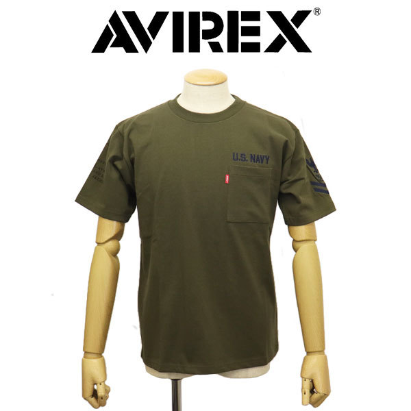 AVIREX (アヴィレックス) 2129012 S/S NAVAL POCKET TEE ショートスリーブ ポケットTシャツ 310(75)OLIVE XL_AVIREX(アビレックス/アヴィレックス)正規