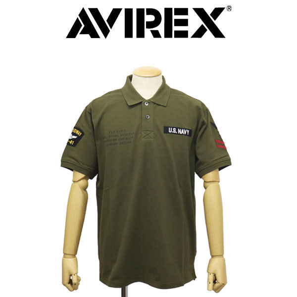 AVIREX (アヴィレックス) 2136003 NAVAL PATCH POLO SHIRT ネイバル パッチド ポロシャツ 310(75)OLIVE M