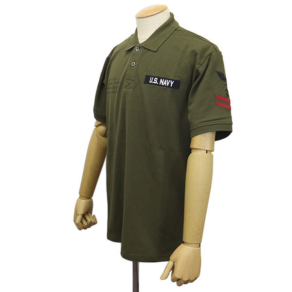 AVIREX (アヴィレックス) 2136003 NAVAL PATCH POLO SHIRT ネイバル パッチド ポロシャツ 310(75)OLIVE XL_AVIREX(アビレックス/アヴィレックス)正規