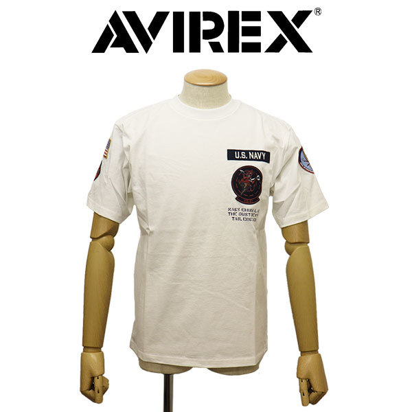 お気にいる AVIREX (アヴィレックス) 3134046 SQ PSTCH S/S TEE DUST DEVILS ショートスリーブ パッチ Tシャツ ダストデビル 30(01)WHITE XL 無地