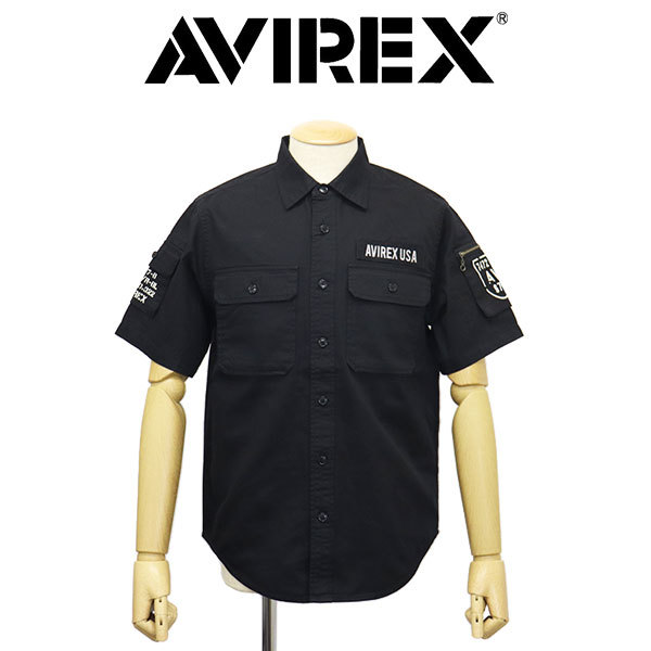 AVIREX (アヴィレックス) 3923001 BASIC FATIGUE S/S ベーシック ファティーグ ショートスリーブ シャツ 10(09)BLACK L