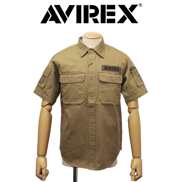 AVIREX (アヴィレックス) 3923001 BASIC FATIGUE S/S ベーシック ファティーグ ショートスリーブ シャツ 180(53)KHAKI L
