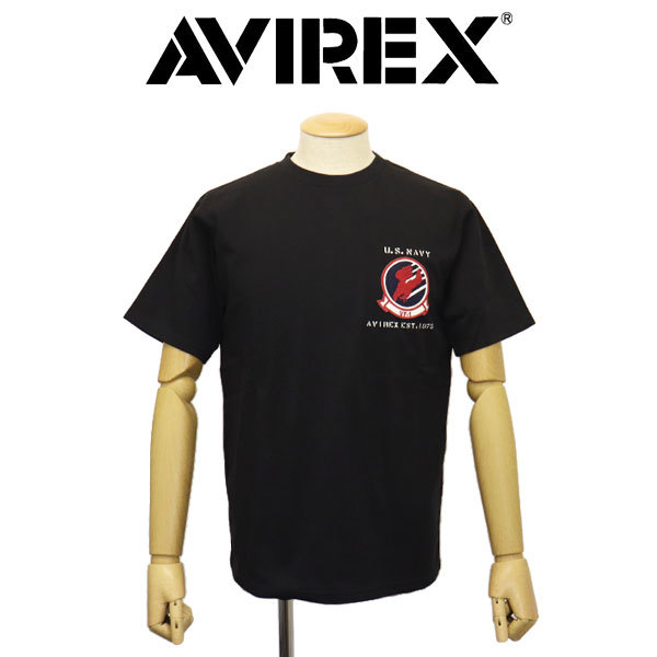 AVIREX (アヴィレックス) 3934012 TOP GUN SHEETING PATCH T-SHIRT トップガン シーチング パッチ Tシャツ 10(09)BLACK XXL