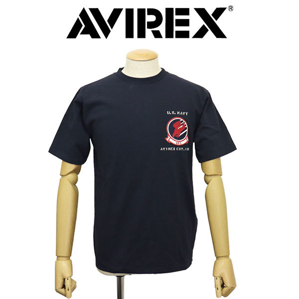 AVIREX (アヴィレックス) 3934012 TOP GUN SHEETING PATCH T-SHIRT トップガン シーチング パッチ Tシャツ 120(87)NAVY L