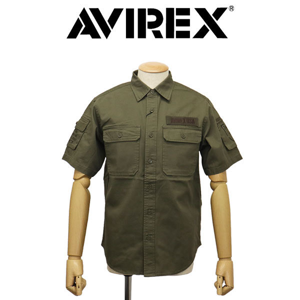 AVIREX (アヴィレックス) 3923001 BASIC FATIGUE S/S ベーシック ファティーグ ショートスリーブ シャツ 310(75)OLIVE M_AVIREX(アビレックス/アヴィレックス)正規