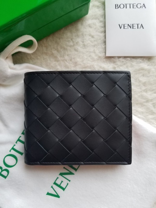 新品 BOTTEGA VENETA ボッテガヴェネタ コインパース付き 2つ折り財布 ブラック/オレンジ 605722VCPQ61114