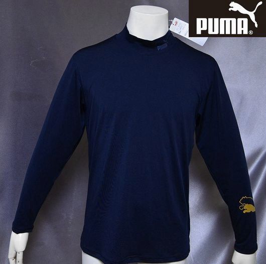 新品 M 165-175 プーマ ゴルフ PUMA GOLF　黒金 インナー コンプレッション 長袖 ハイネックシャツ アンダーシャツ_画像1