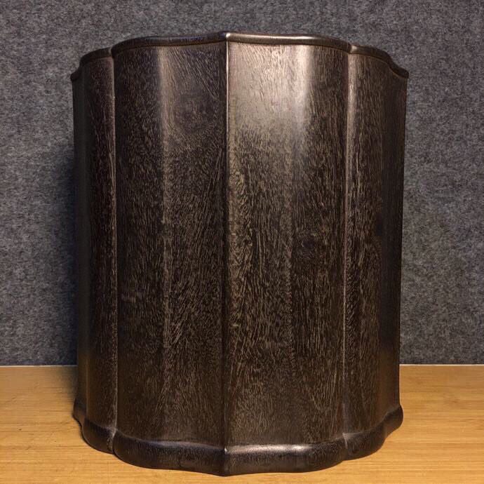 蔵友館蔵品・紫檀木製・細密彫・滿金星・牛毛紋・筆筒】・希少珍品
