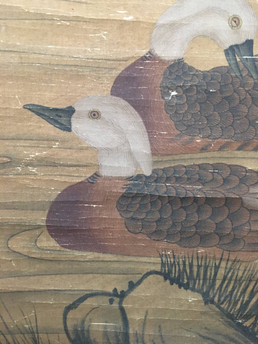 蔵友館蔵品・中国字画・三尺中堂画・清代・馬ウサギの毛皮・花鳥画