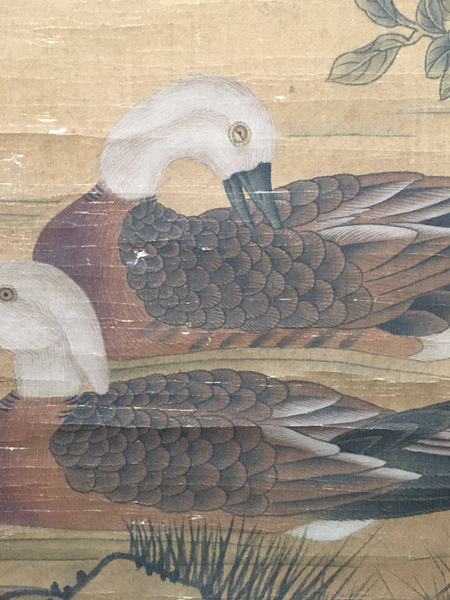 蔵友館蔵品・中国字画・三尺中堂画・清代・馬ウサギの毛皮・花鳥画
