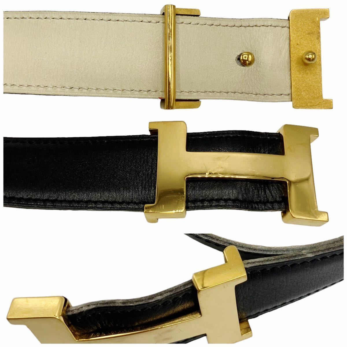 良品】エルメス HERMES Hバックル 75 ベルト ブラック エルメスベルト