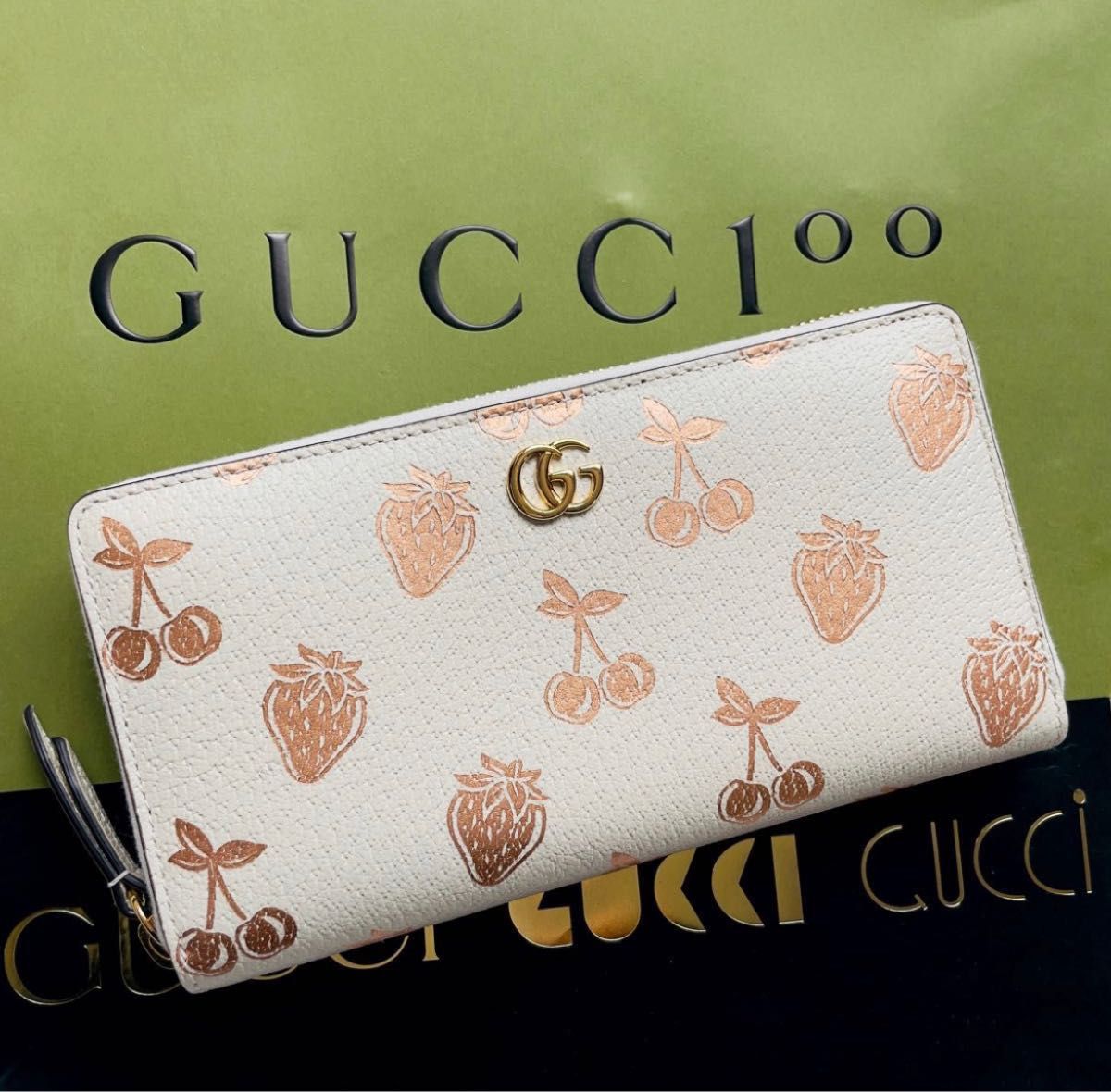 【入手困難！新品未使用】 GUCCI グッチ マーモント 長財布 GG フルーツ ベリー ラウンドファスナー ジップ アラウンド 