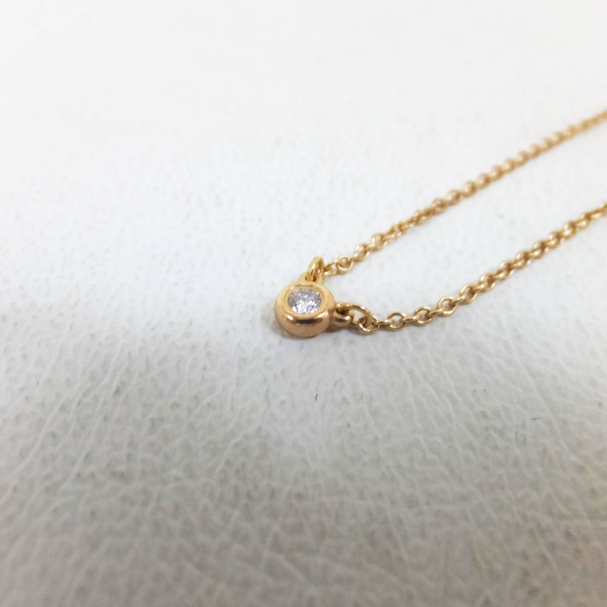 USED【TIFFANY＆CO】ティファニー ネックレス バイザヤード 1Pダイヤ ピンクゴールド ブランドジュエリー 2.12g 約40cm★_画像2