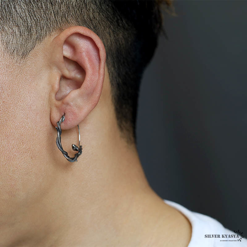  Sune -k. hoop earrings stainless steel men's motif earrings silver gothic metal allergy correspondence one-side ear 1 point 
