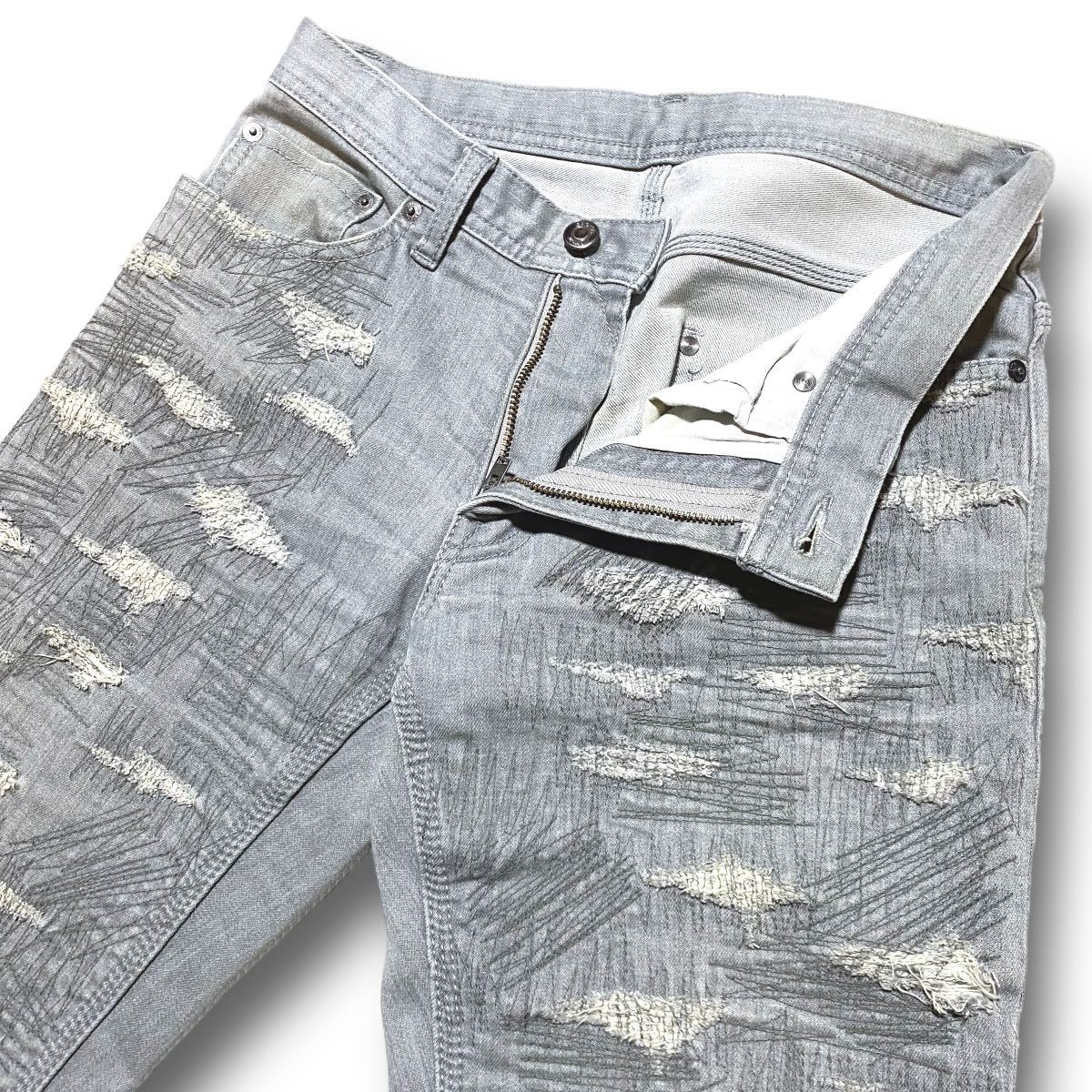 EPOCA UOMO エポカウォモ グレー ダメージ加工 ストレッチ EPOCA UOMO エポカウォモ グレー ダメージ加工 ストレッチ
