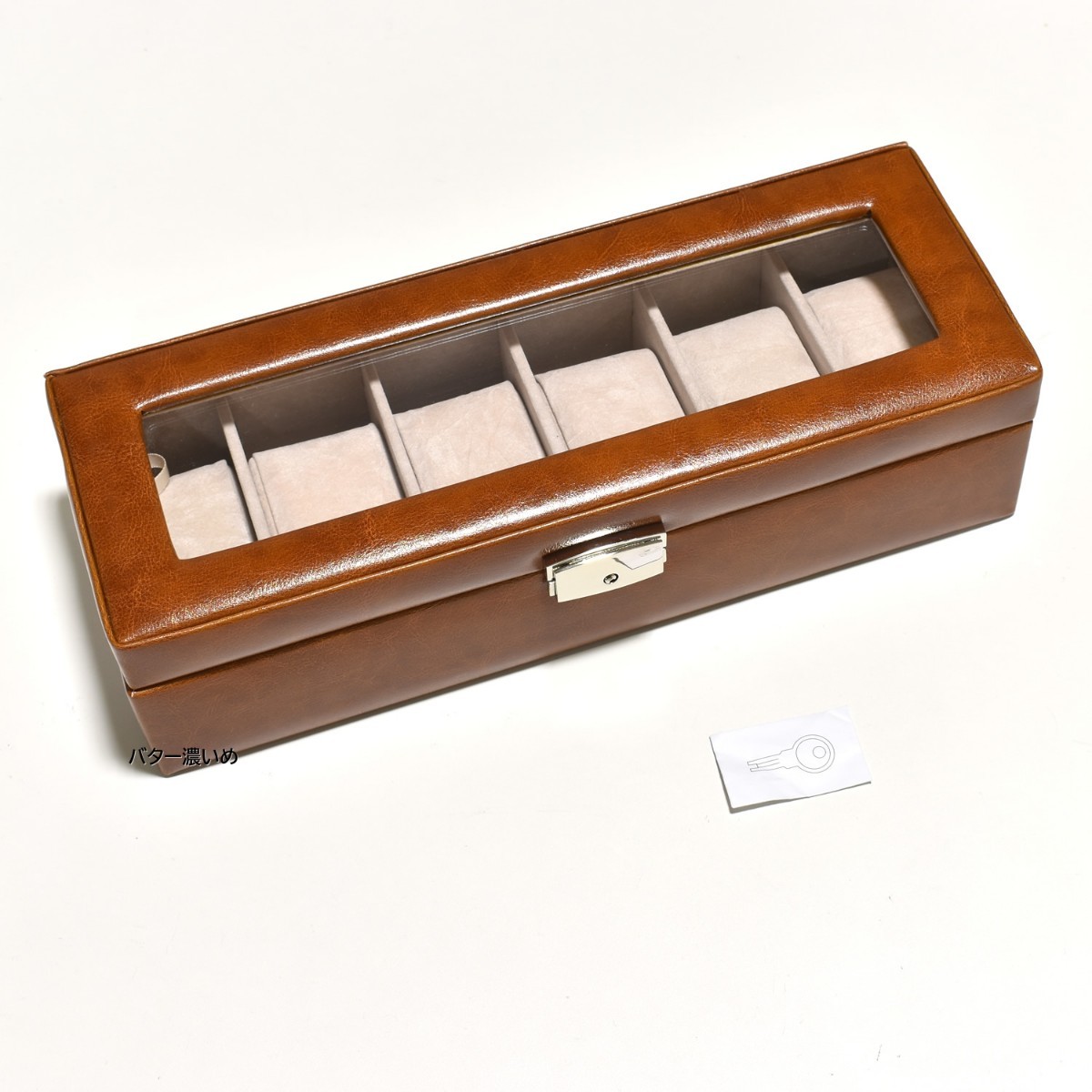 [ with translation ] watch box 6ps.@ for clock box storage case storage box wristwatch key attaching collection case Brown unused 