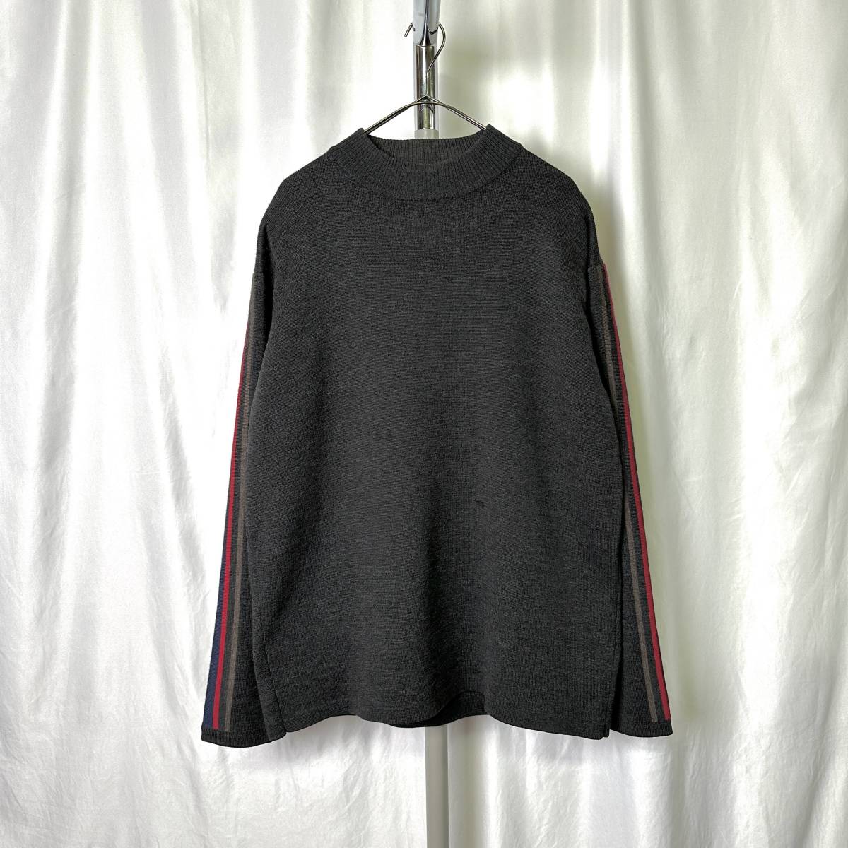 90s Hong Kong производства arm линия mok шея штраф melino шерсть свитер XL темно-серый лыжи вязаный 80s 00s Old Vintage 