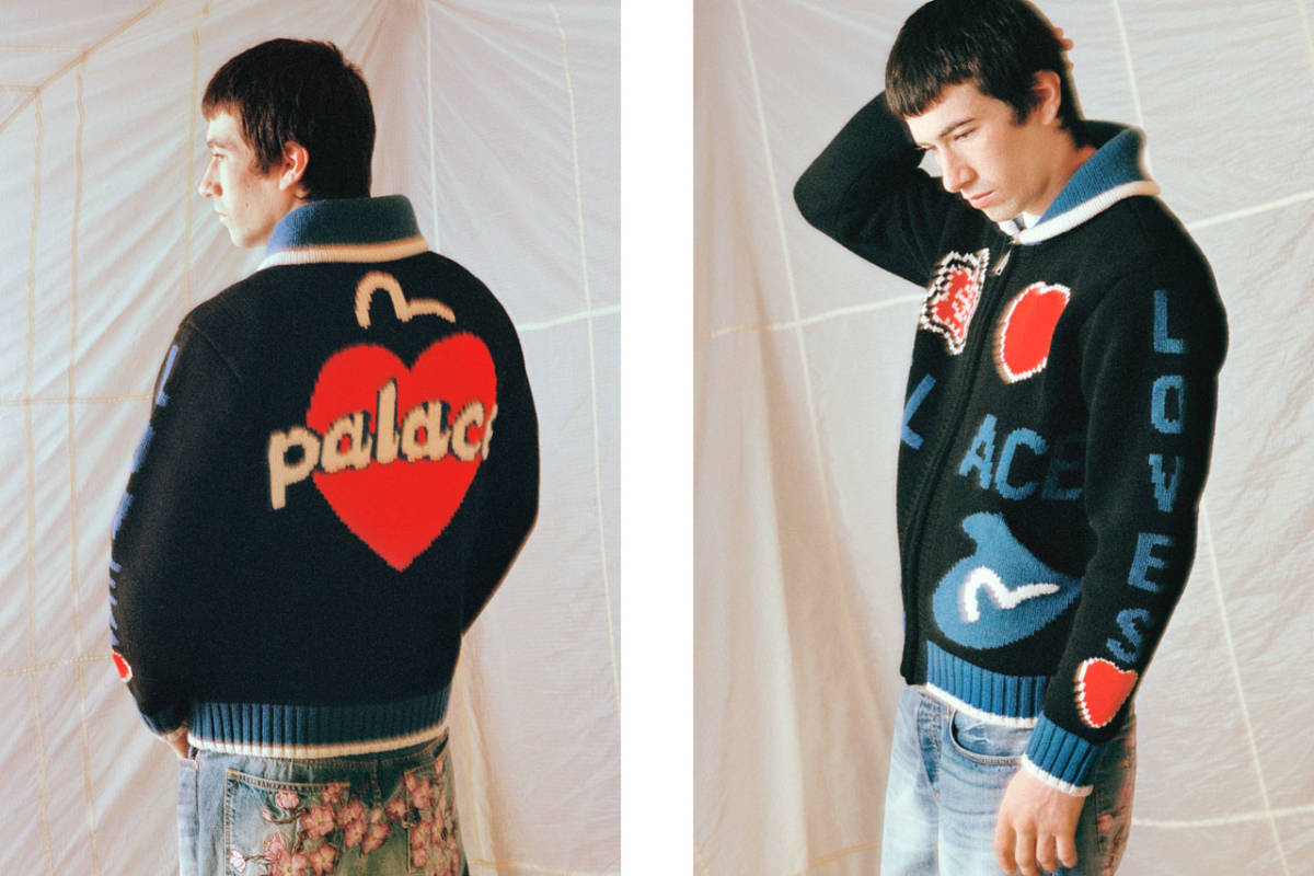 23SS Palace Skateboards Evisu Cowichan Knit Black M パレス エビス
