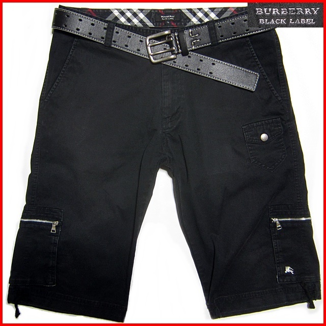 即決☆BURBERRY BLACK LABEL☆W76≒84㎝ ハーフカーゴパンツ