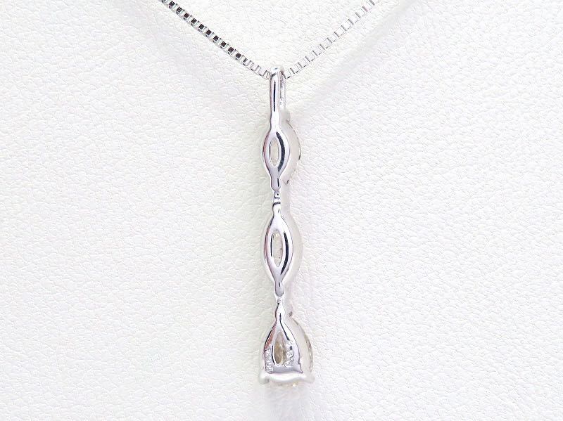 Pt850 Pt900 ダイヤモンド0.83ct トリロジー ネックレス マーキス