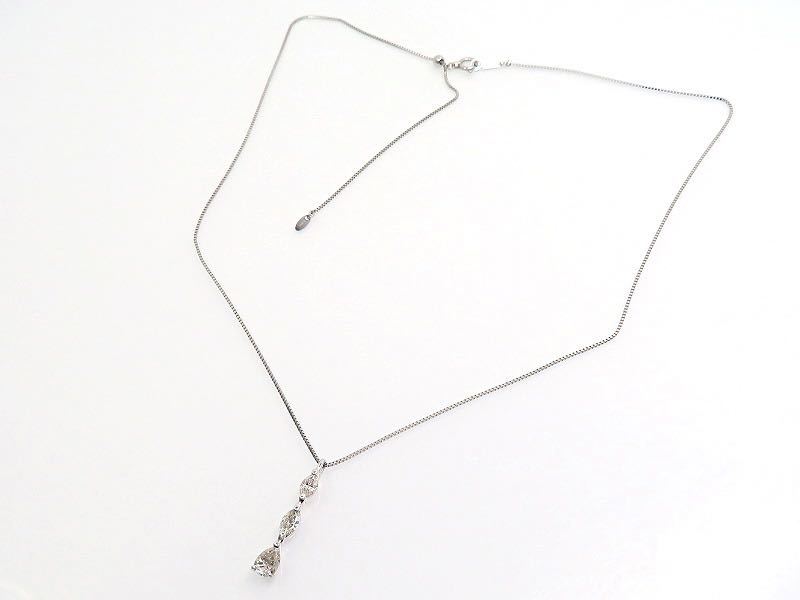Pt850 Pt900 ダイヤモンド0.83ct トリロジー ネックレス マーキス