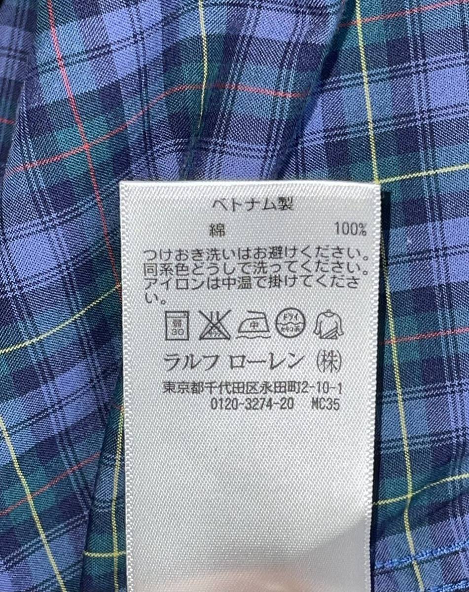 国内正規ラルフローレン★ワンポイントボタンダウンシャツ XL(18-20) 170cm ブルー系チェック★USED_画像5