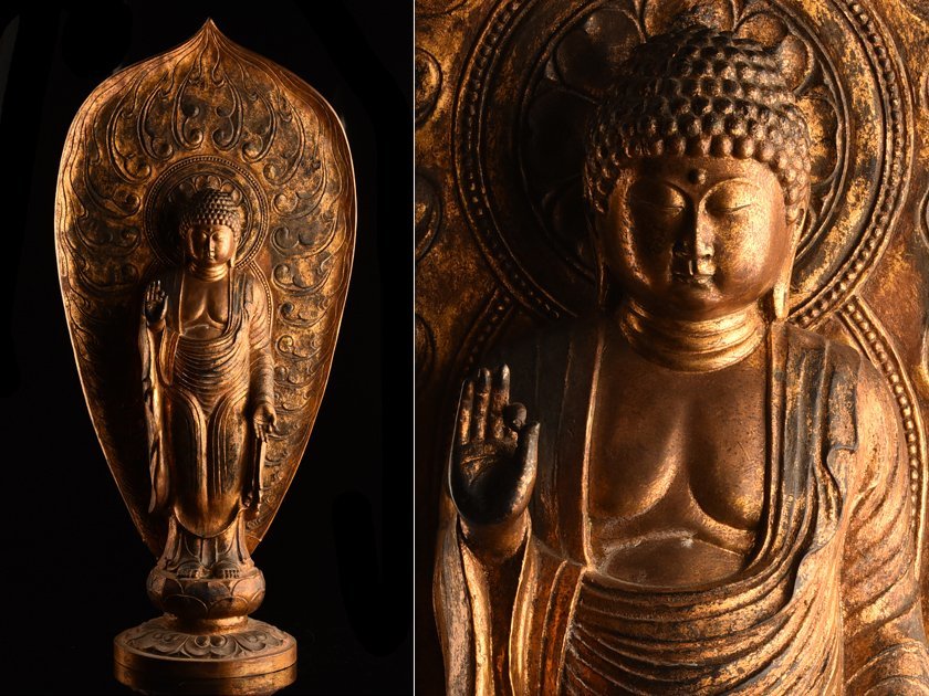 流】仏教美術 時代鍍金銅特大阿弥陀如来像 高90cm TJ957◎ erc.gov.np