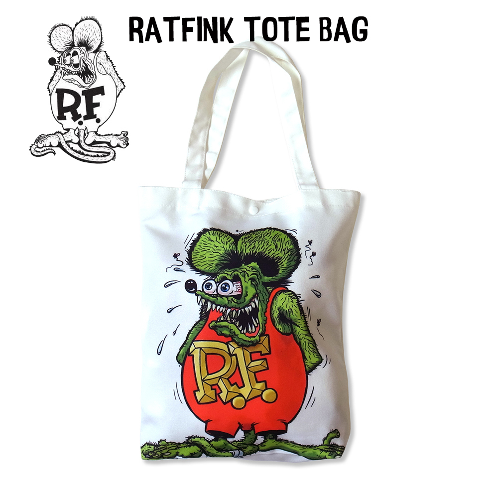 ラットフィンク トートバッグ RATFINK メンズ レディース かばん totebag ホワイト_画像1