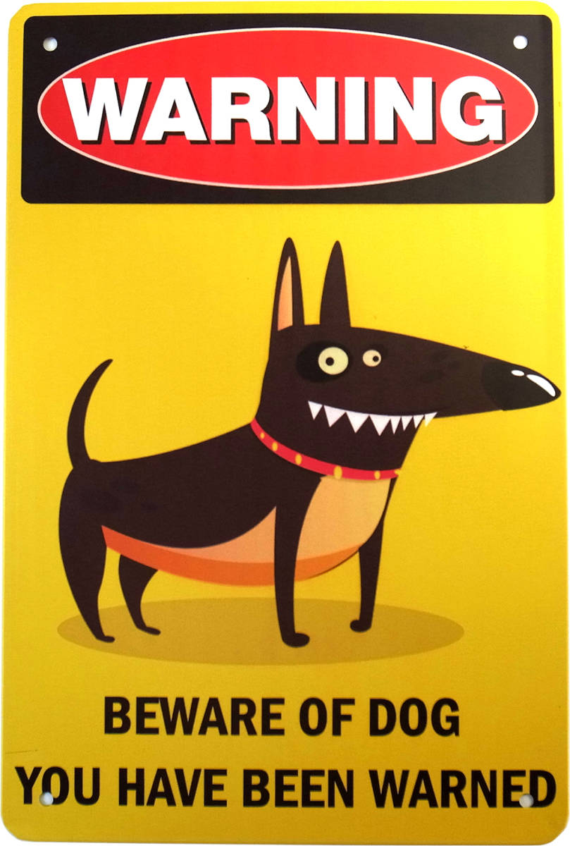 番犬注意 ブリキ看板 20cm×30cm 猛犬 標識 サインプレート 店舗用品